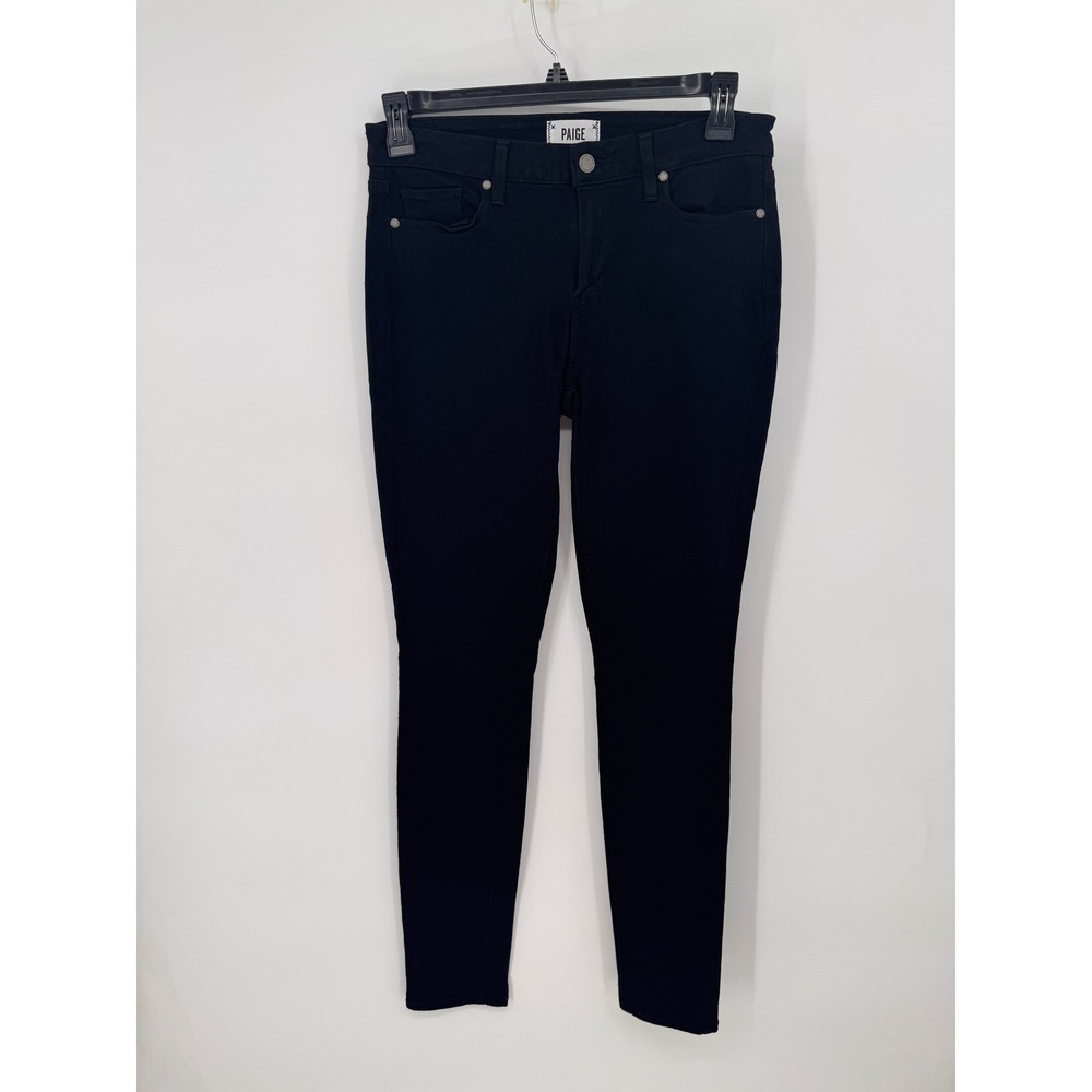 Paige Verdugo Ultra Skinny Jeans Womens 31 Black EUC Mid Rise Stretch Denim
